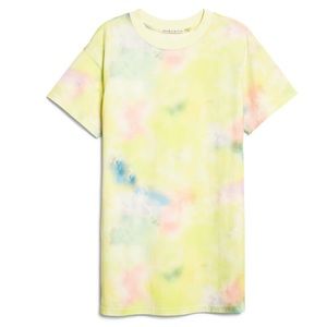 New ALICE + OLIVIA Garner Tie Dye Boxy Stretch Cotton T-Shirt Dress Size Medium